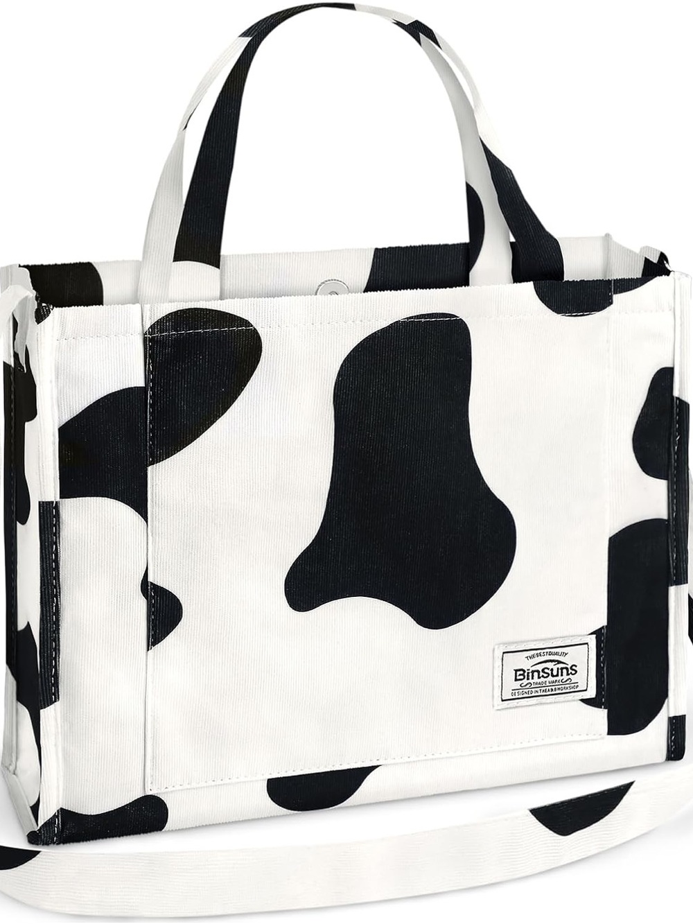 Black & White Cow Print Canvas Tote Bag